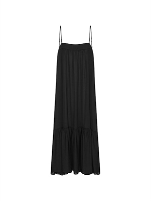 Rotate - Midi A-line dress Black